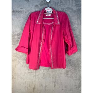 VTG R&B California 2 Piece T-Shirt Blouse Set XL Pink Rhinestone Bling Western